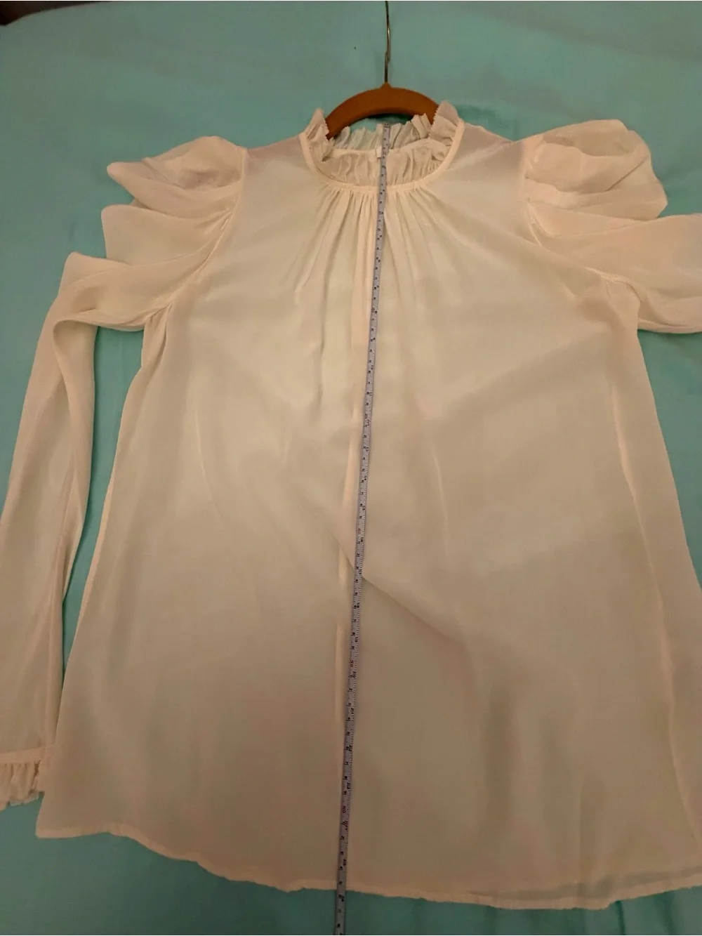 Zimmermann Ivory Ruffle-Neck Puff Sleeve Blouse size 0, US XS - Picture 8 of 8